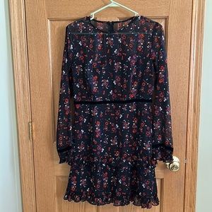 NWT - Lulus Floral to See Black Floral Print Long Sleeve Mini Dress